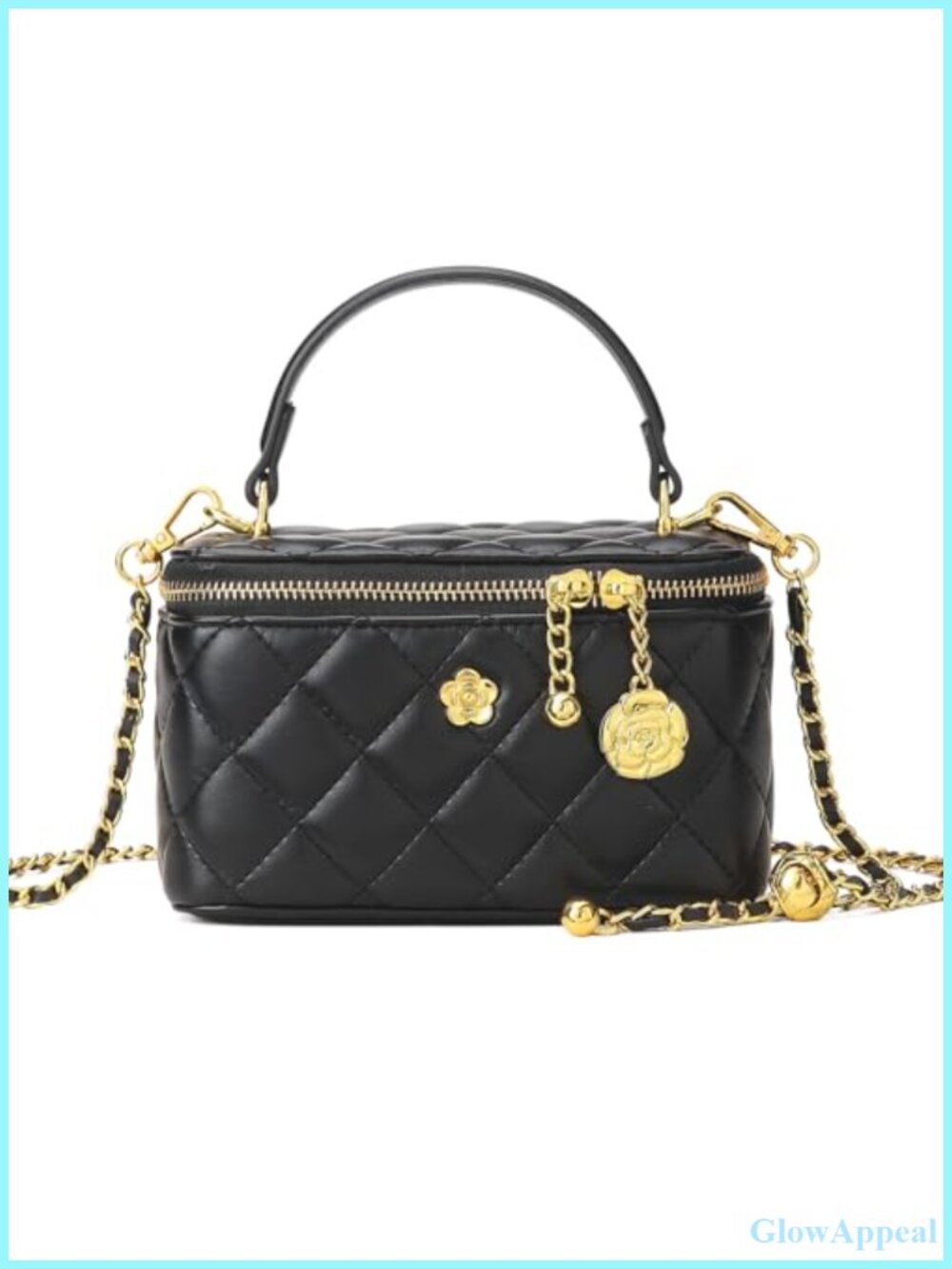 Small Quilted Box Crossbody Purse Mini Top Handle Bag